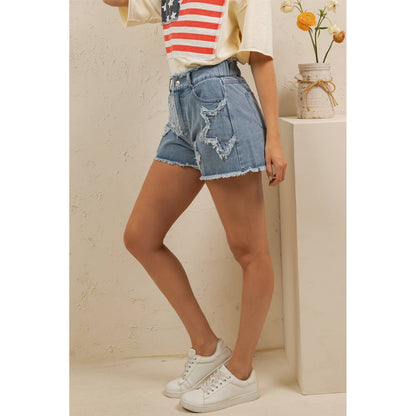 STARSTRUCK DISTRESSED DENIM SHORTS