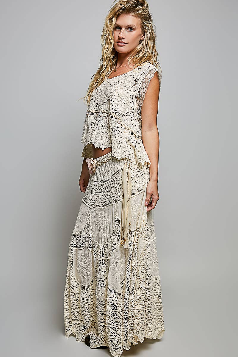 Crochet patterns embroidered maxi skirt