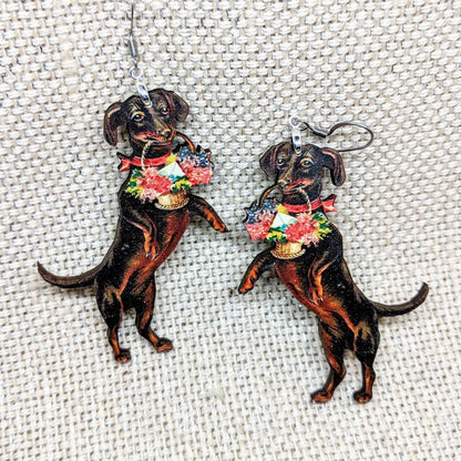 Weiner Dog Vintage Earrings