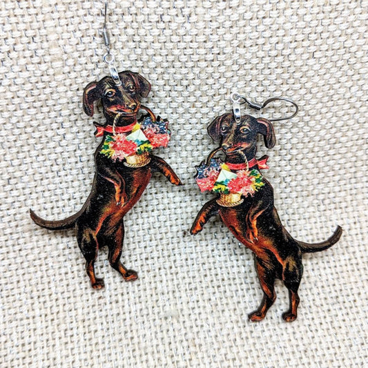 Weiner Dog Vintage Earrings