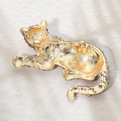 Crystal Rhinestone Leopard Pin Brooch