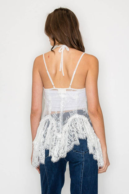 RUFFLED LACE CAMI TUNIC
