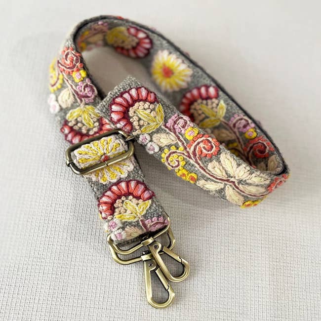 Heather Gray Embroidered Adjustable Bag/Camera Strap