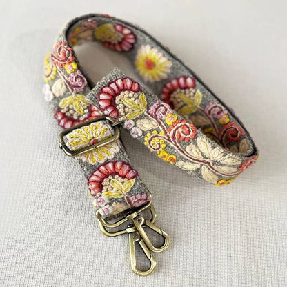 Heather Gray Embroidered Adjustable Bag/Camera Strap