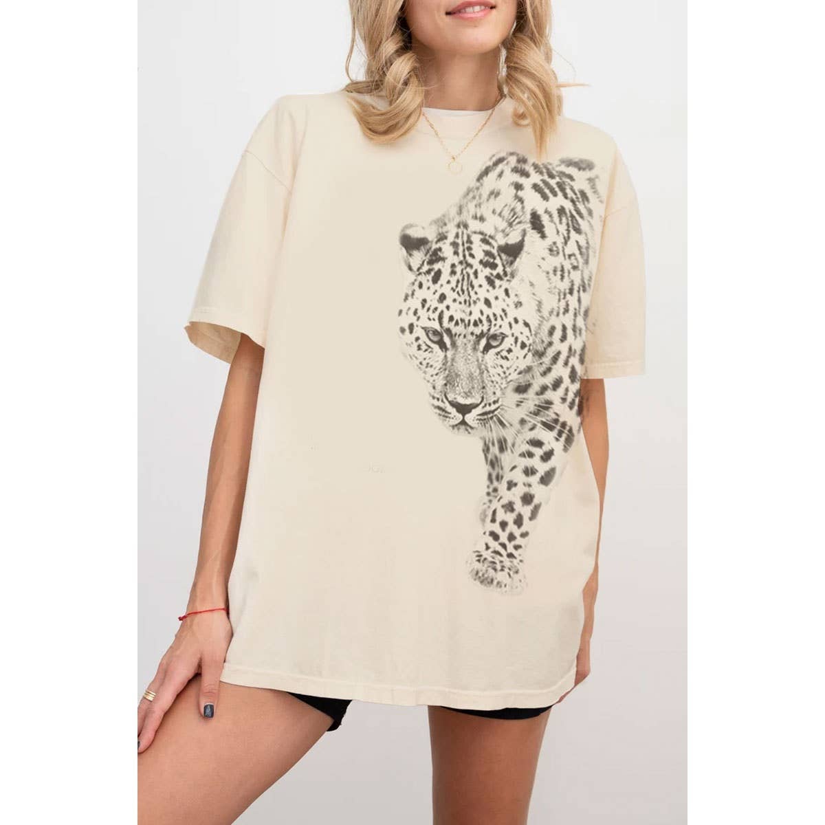 LEOPARD OVERSIZED MINERAL GRAPHIC TEE