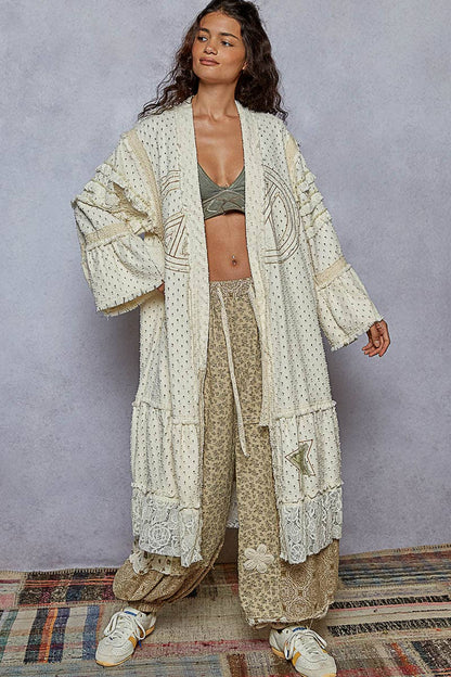 Vintage Peace Sign Long Cardigan/Duster