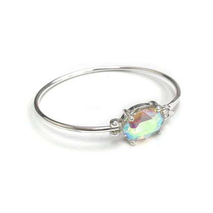 High Quality Glass Crystal Oval Stone Cuff Metal Bangle