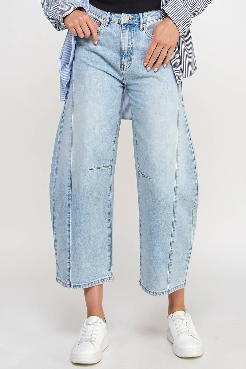 HIGH RISE BAGGY DENIM BARREL JEANS
