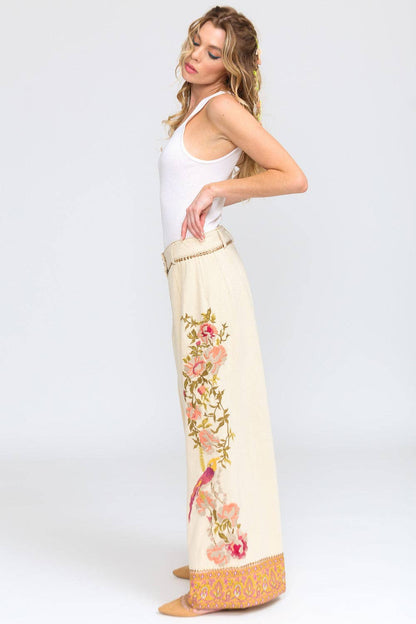 Time To Shine Denim Pants | Wide Leg Pants | Floral Pants