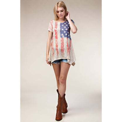 FLAG RHINESTONE TUNIC TOP