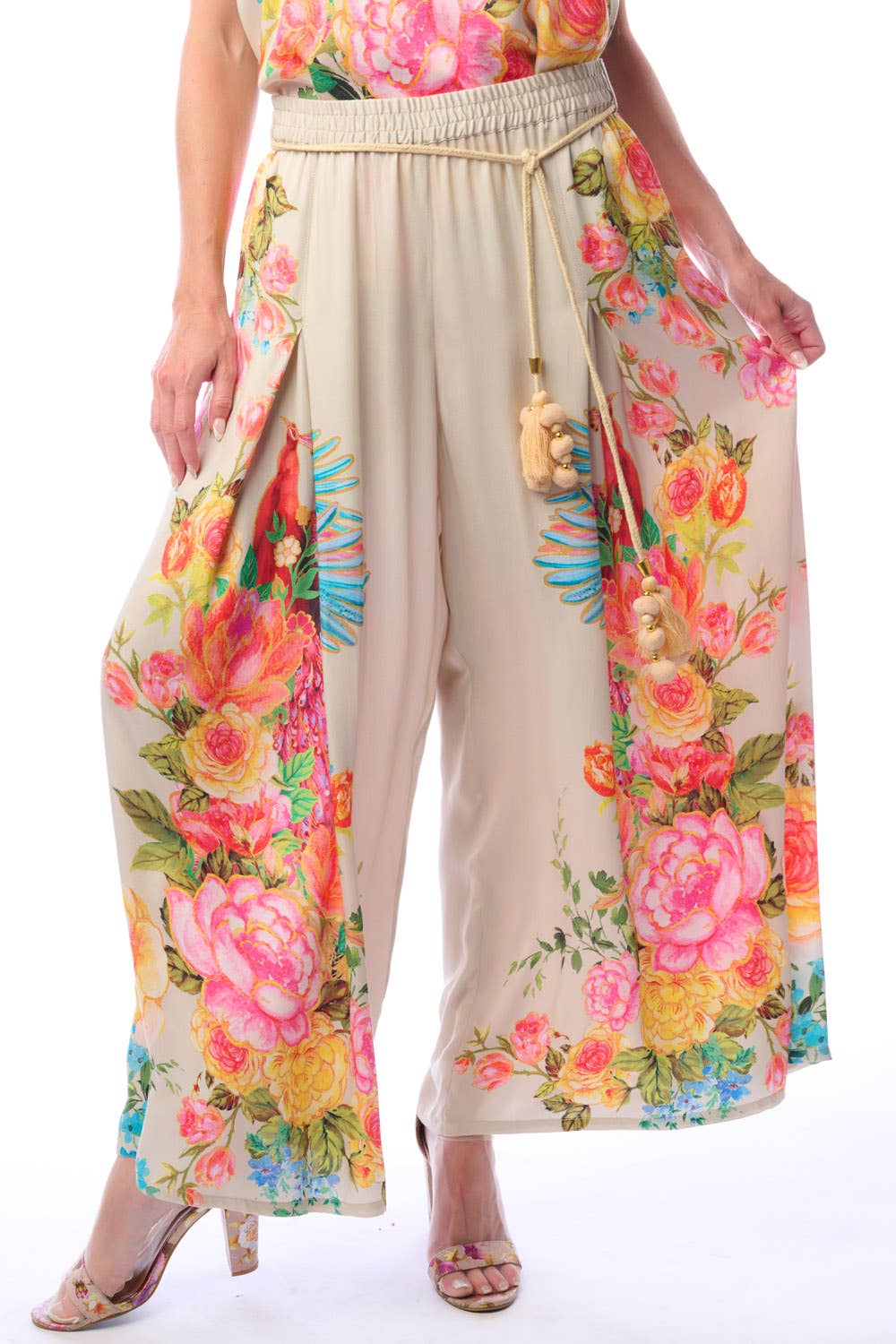 Earth Angels Pants | Wide Leg Pants | Peacock Print Pants
