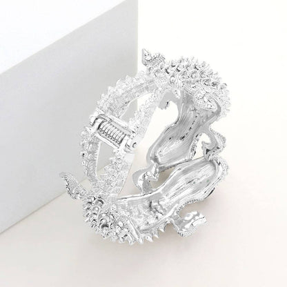Double Crocodile/Alligator Evening Hinged Cuff Bracelet