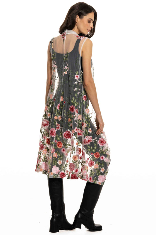 Floral Embroidered Sheer Vest