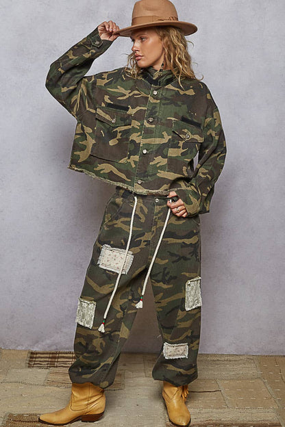 Oversized Semi-Cropped Camouflage Jacket