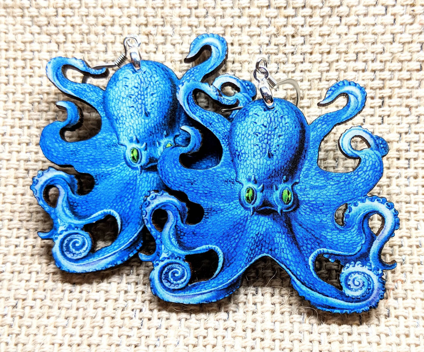 Blue Octopus Earrings