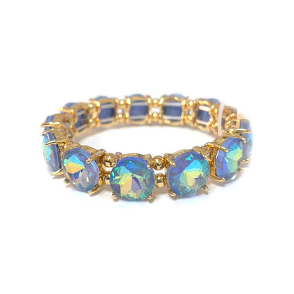 12MM Round Cut Glass Crystal Linked Stretch Bracelet