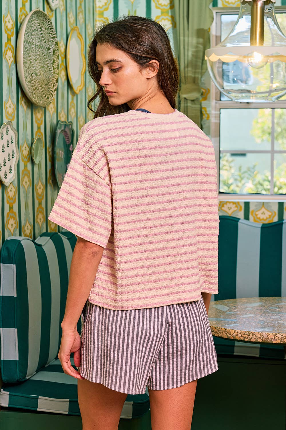 'DUMP HIM' Striped Boxy Crop Top