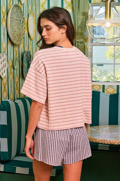 'DUMP HIM' Striped Boxy Crop Top
