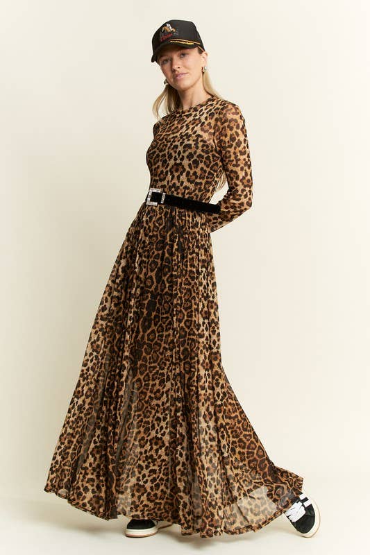 ANIMAL PRINT MESH MOCK DRESS