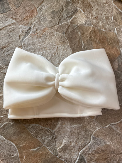 White Bow Strapless Top