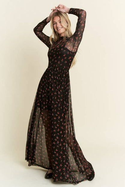 CHERRY PRINT MAXI DRESS