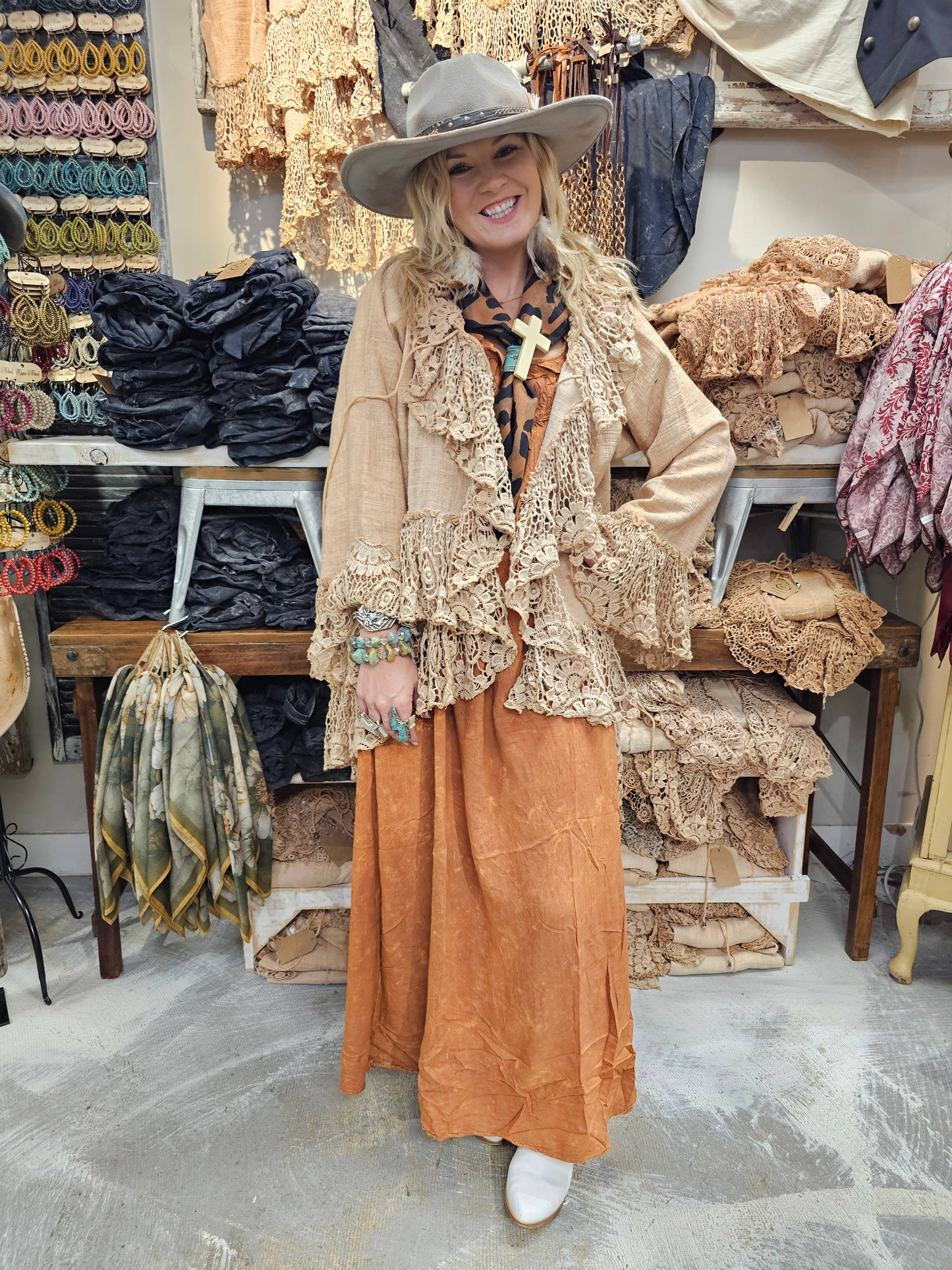 Rust Tuck Strap Dress