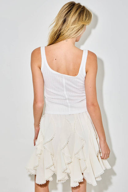 Pointelle Button Up Tank Top