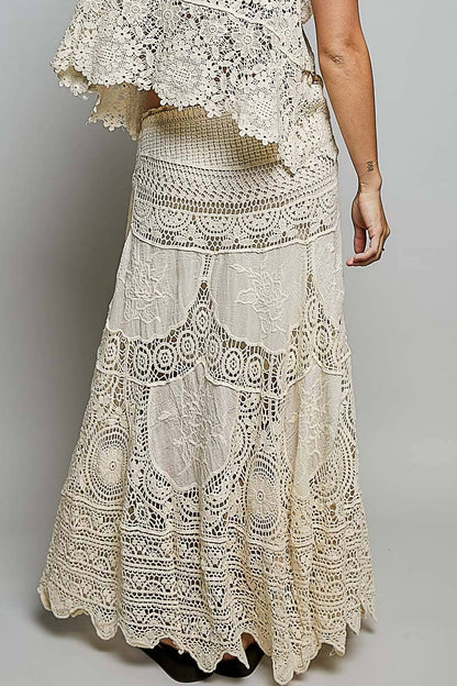 Crochet patterns embroidered maxi skirt