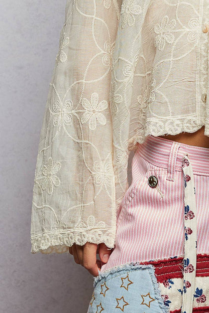 Boho Embroidered Linen Hooded Jacket