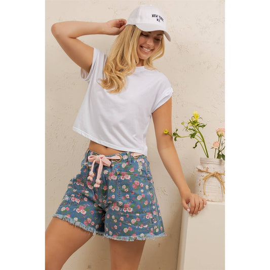 ROSE GARDEN DENIM SHORTS