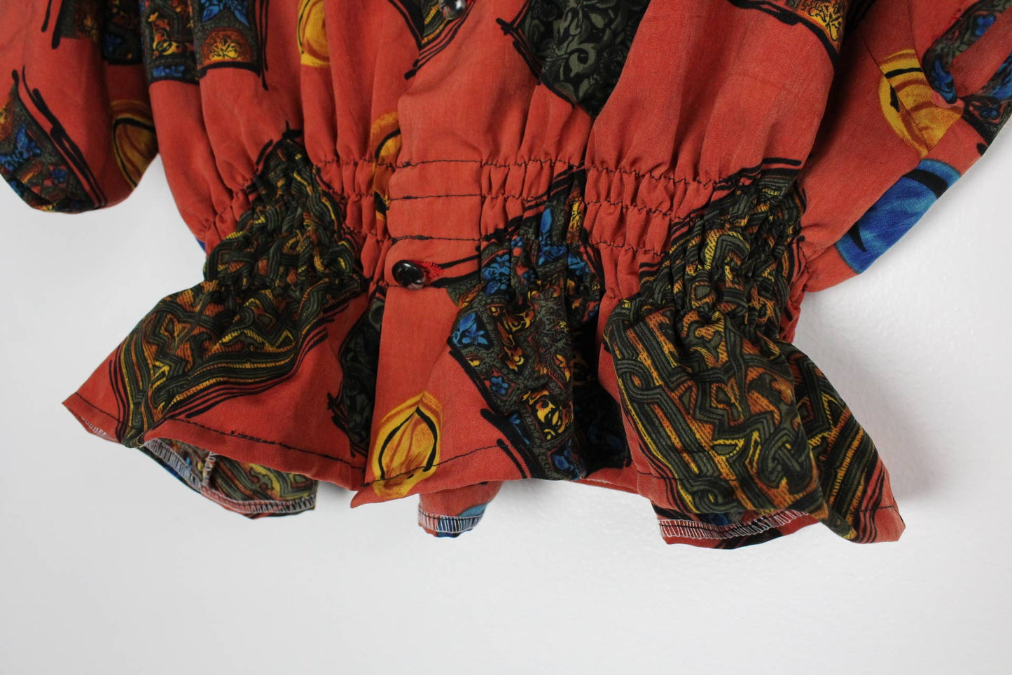Vintage Short-Sleeve Button Up Blouse - Cinched