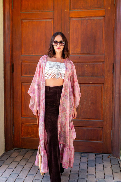 Blushing Paisley Flowing Sleeve Kimono
