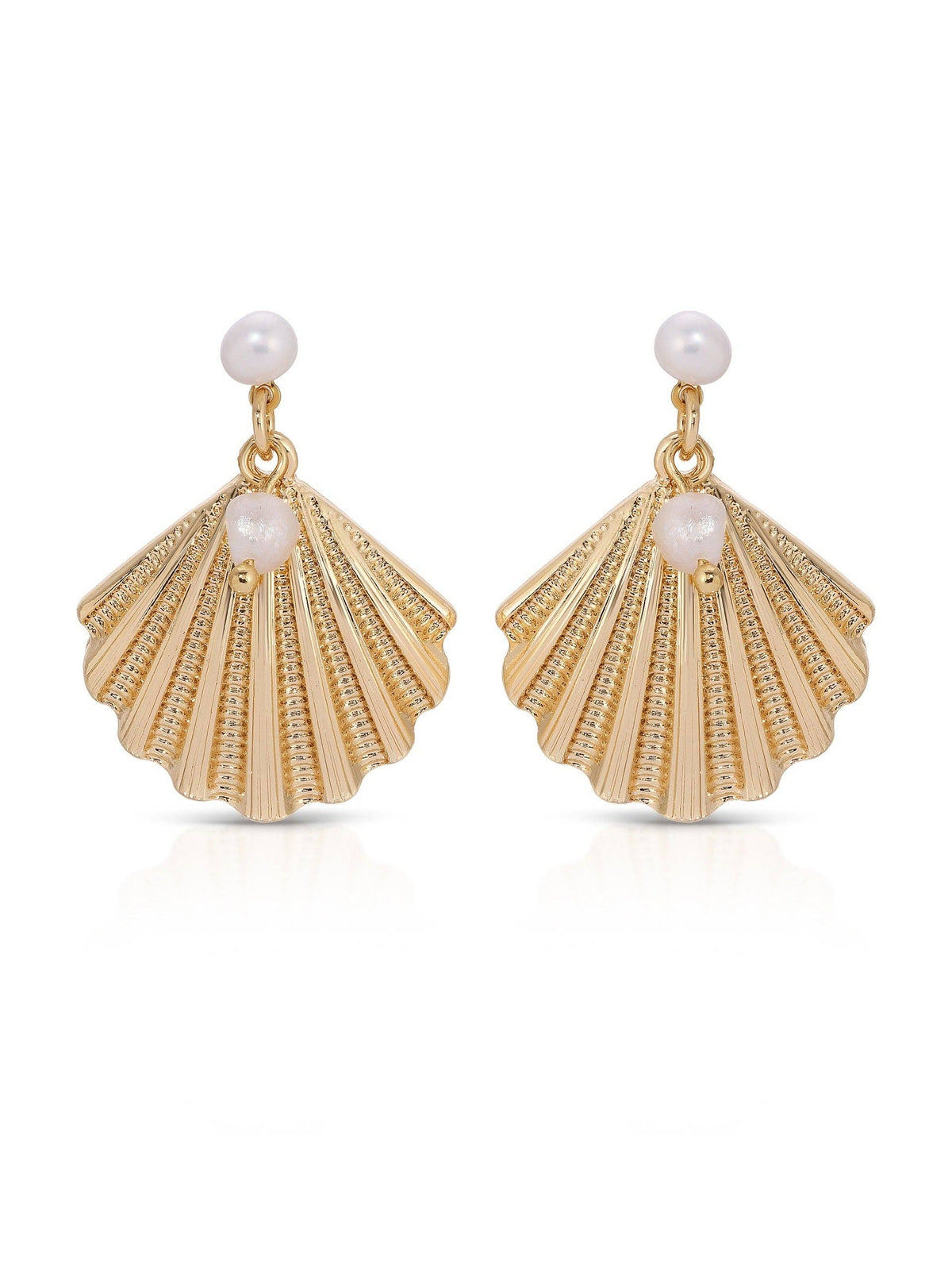 Scallop Shell and Pearl Earrings