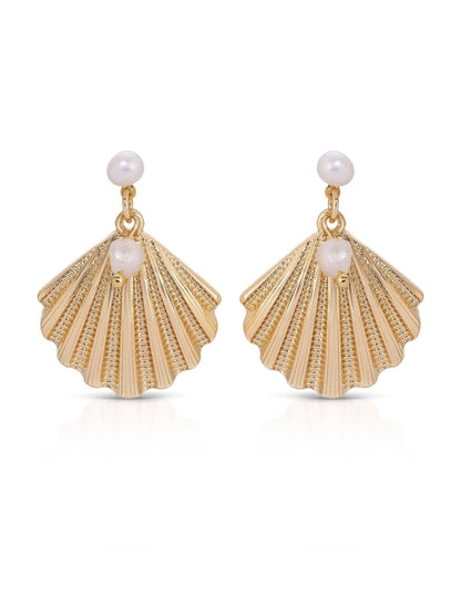 Scallop Shell and Pearl Earrings