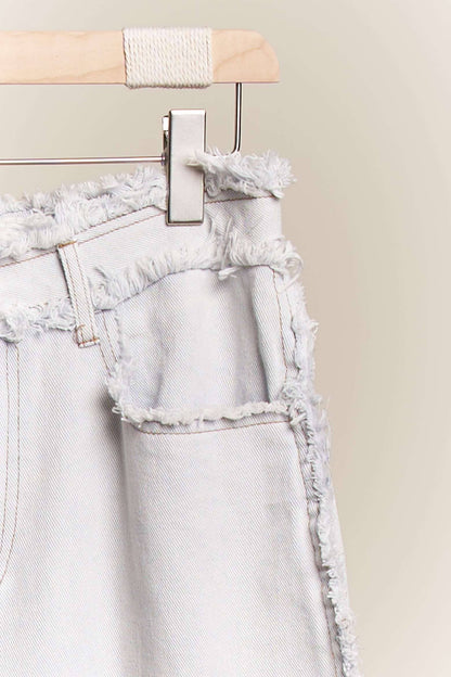 Raw Hem  Wide leg Bleached Jeans