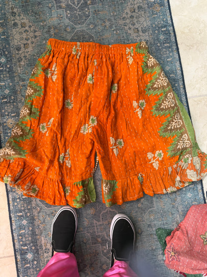 Sahara patchwork slit shorts
