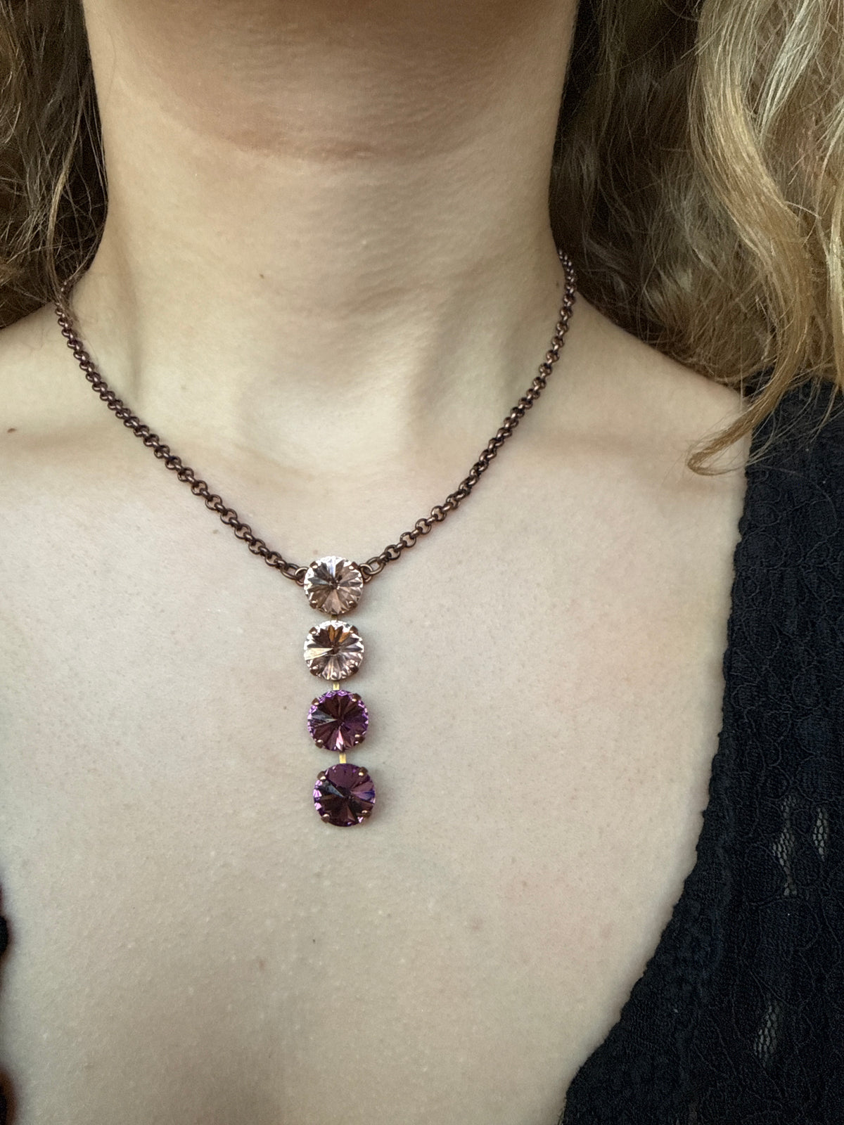 WETSTONE: amethyst and silk Noir Drop Necklace