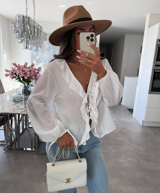 Buttoned Cotton Blouse White