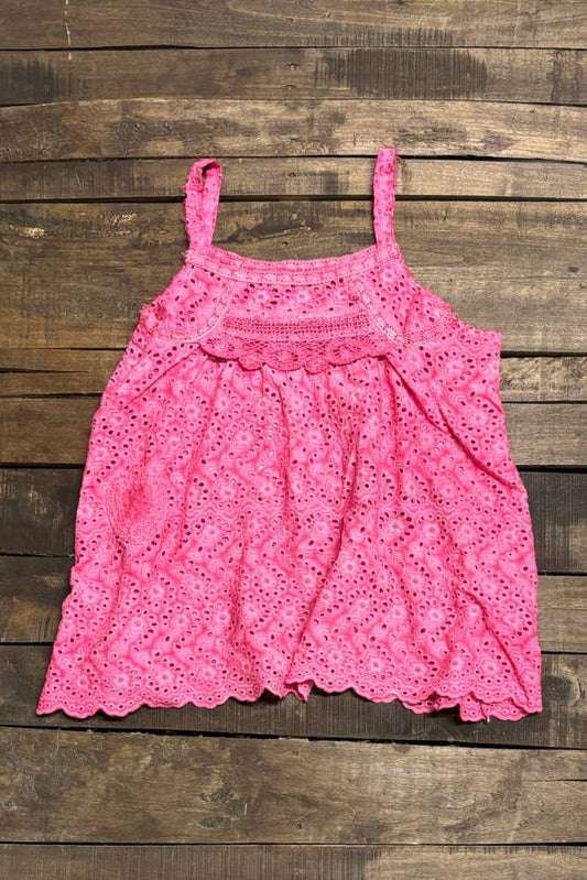 Eyelet Tank Top - Magenta