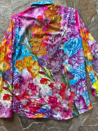 Watercolor Florals Button Down Top