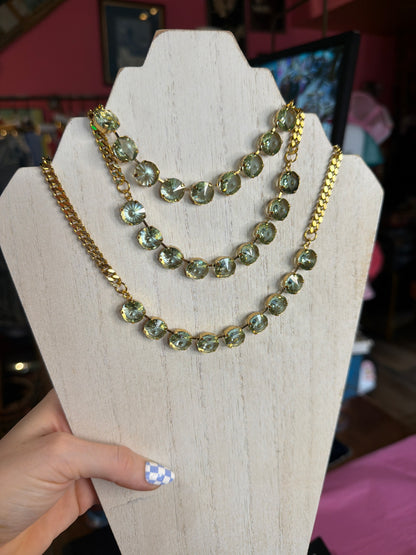 Mini Sofia Necklace in Unfoiled Peridot