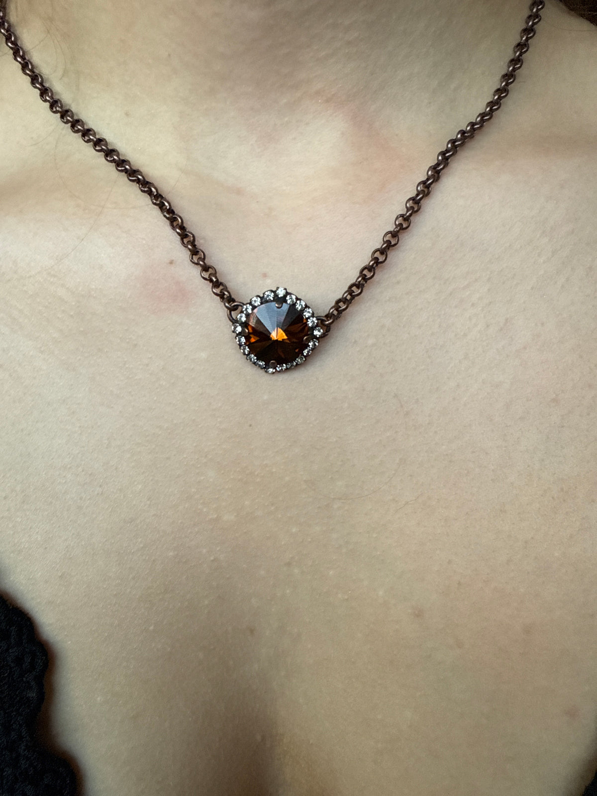 WETSTONE: Brown Drop Necklace (brass)
