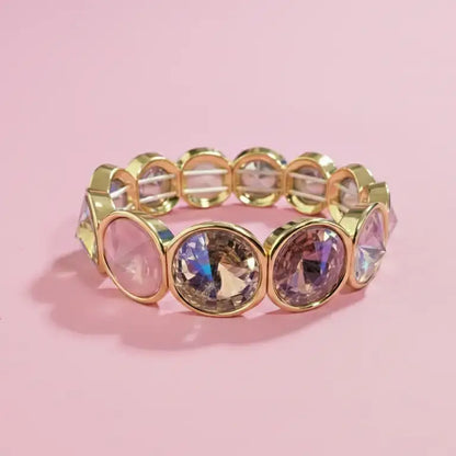 Enamel Stretch Bracelet - Rounded Gems - Elise - Asst Colors
