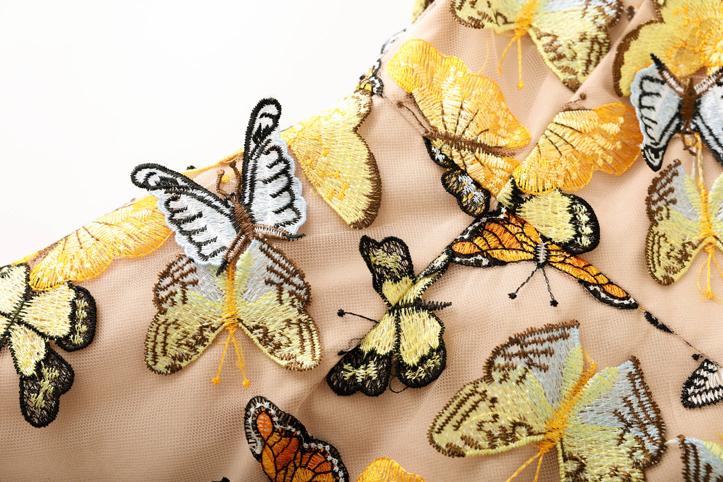 Butterfly Appliqué Strapless Embellished Mini Dress