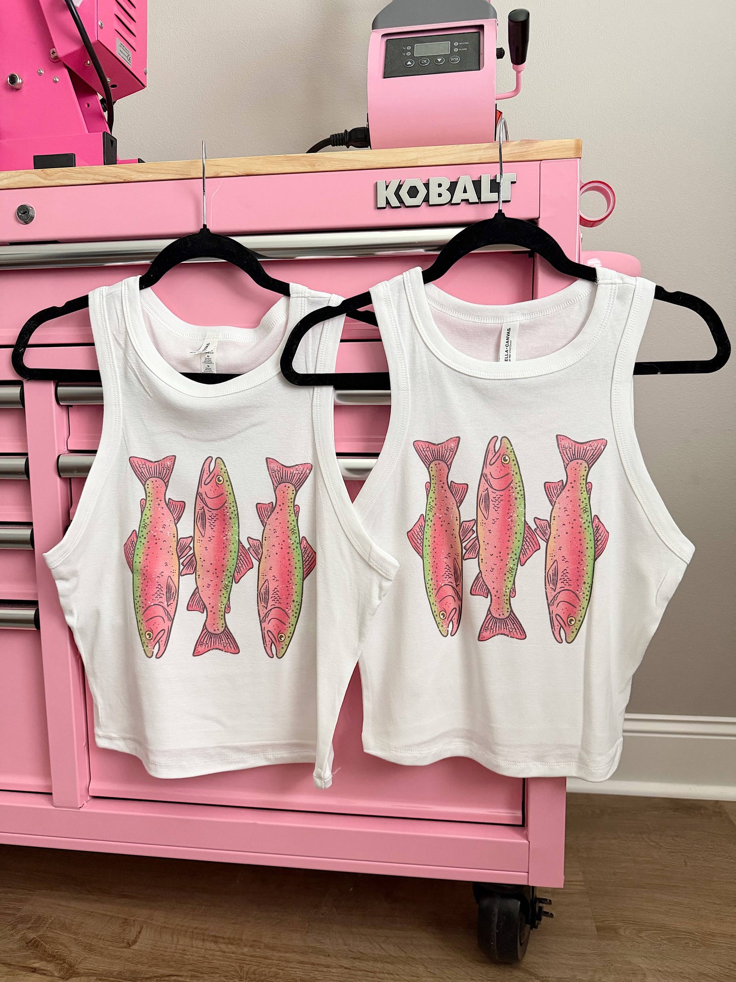 Pink Trout Cropped Tank