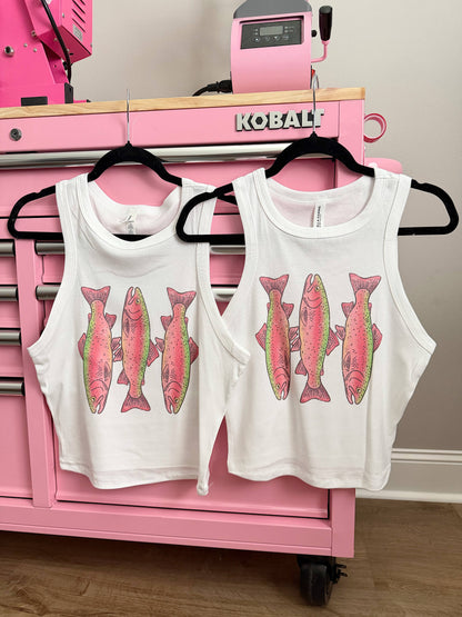 Pink Trout Cropped Tank