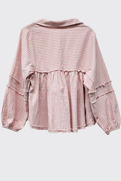 Striped Bubble Blouse Top