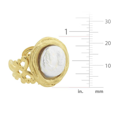 Handcast Gold Pearl Adjustable Ring