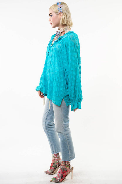 Aqua Teal Maven Blouse