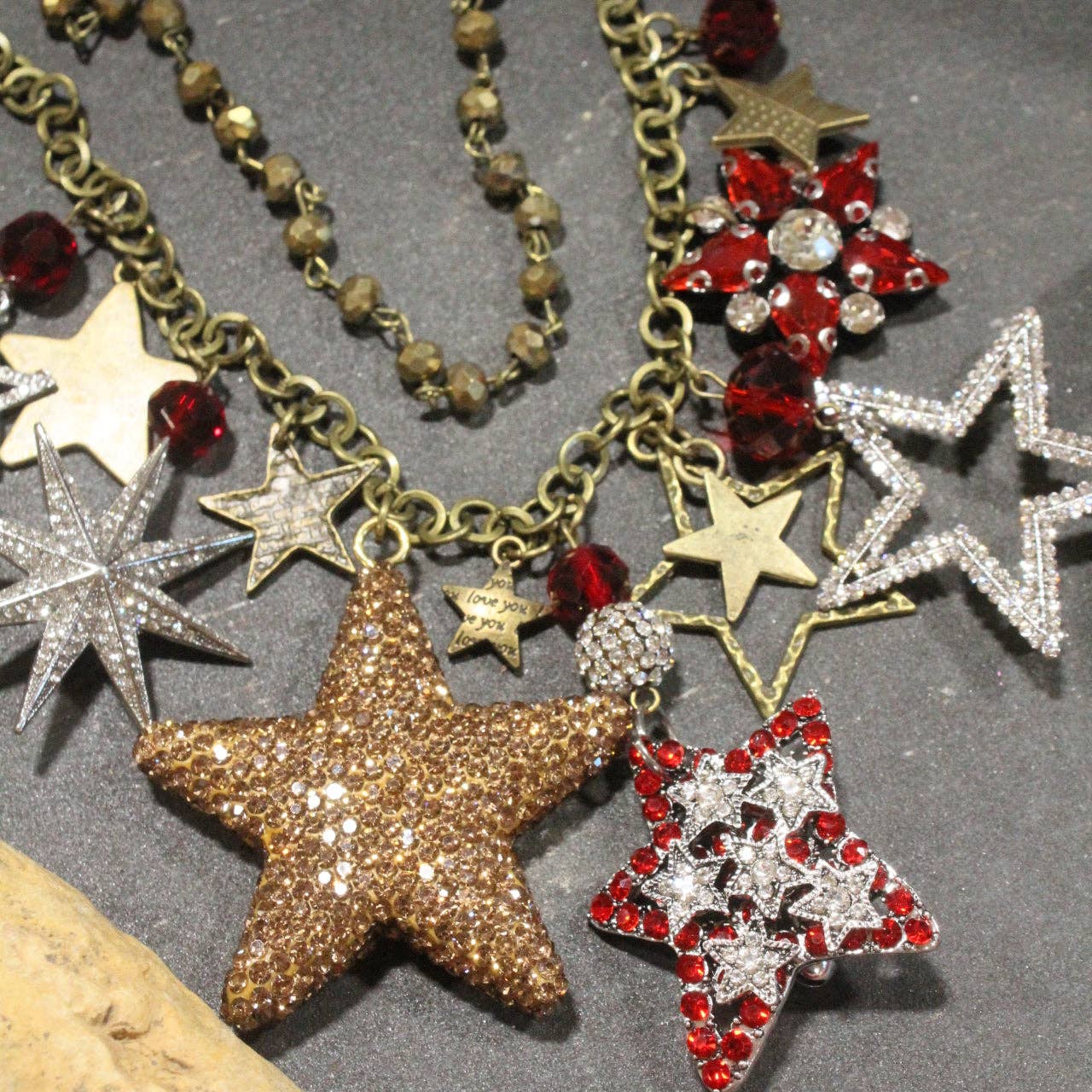 Star Spangled Banner Golden Charm'd Necklace